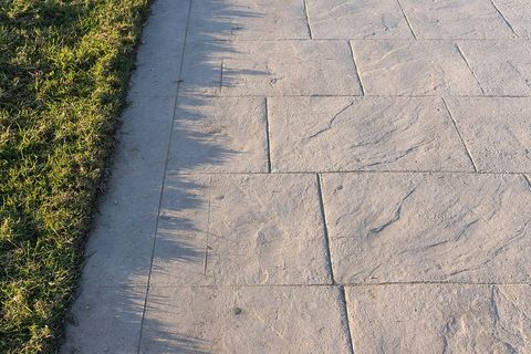 a stamped concrete walkway