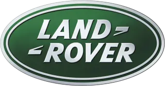 The logo for land rover is green and white.