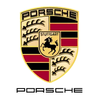 A porsche logo with a horse on it