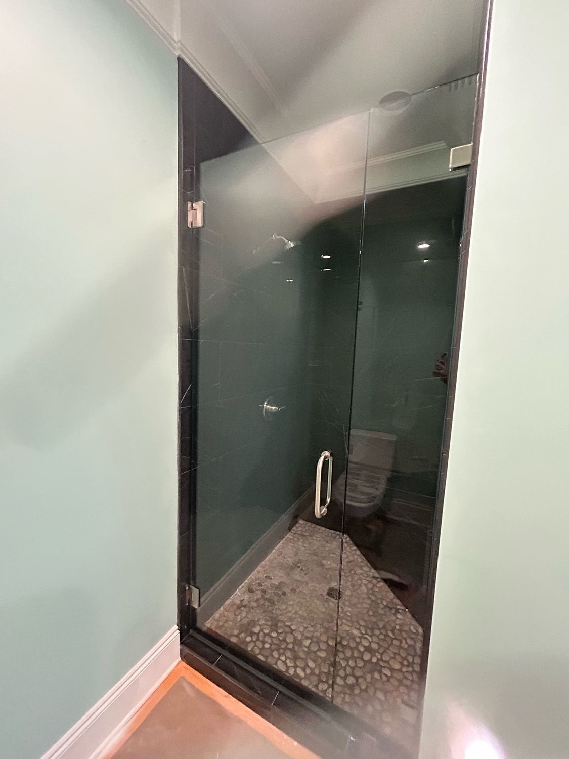 Frameless shower door 156