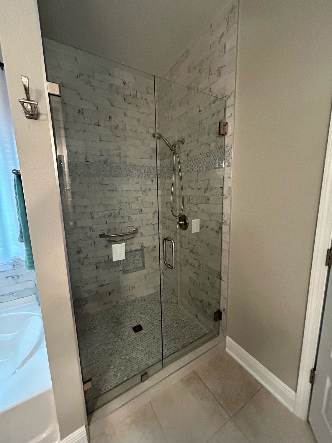 Frameless shower door 158