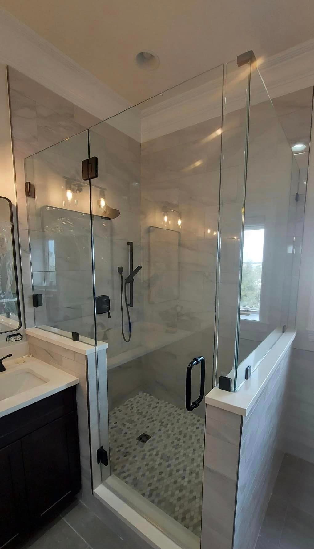 Frameless shower door 129