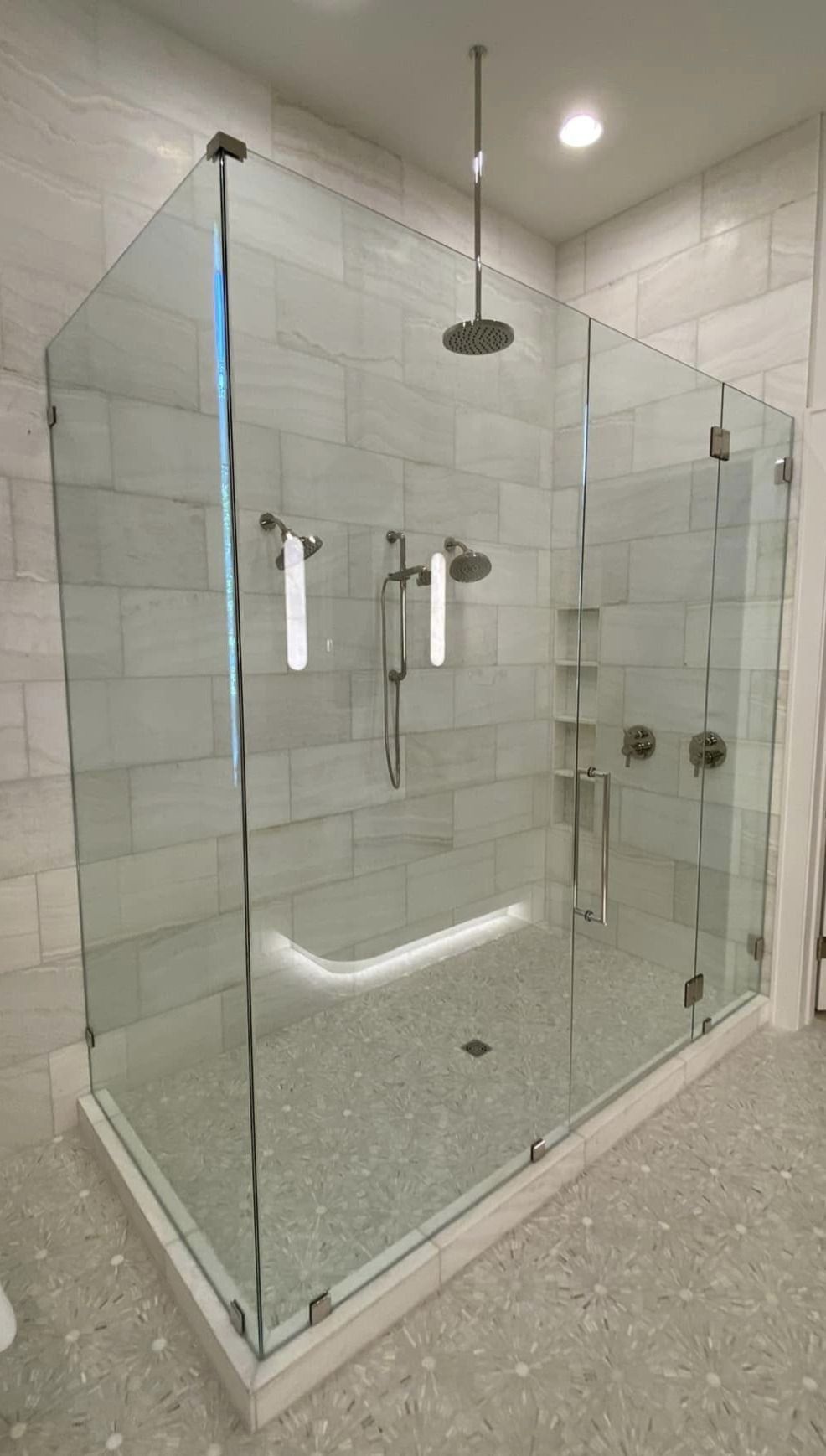 Frameless shower door 107