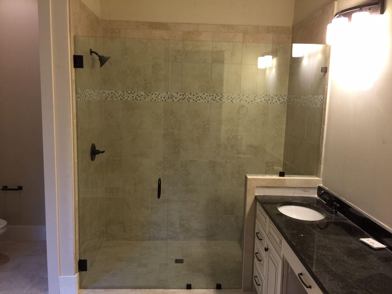 Frameless shower door 43