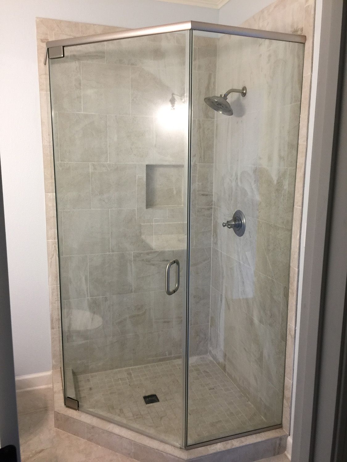 Frameless shower door 14