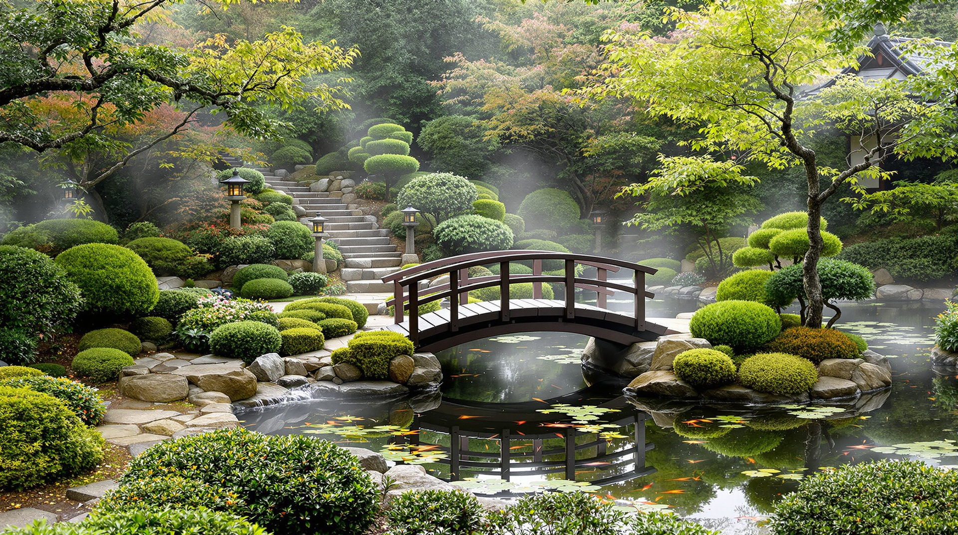 Transport yourself to a peaceful Japanese-style garden to appreciate the balance of earth and water.