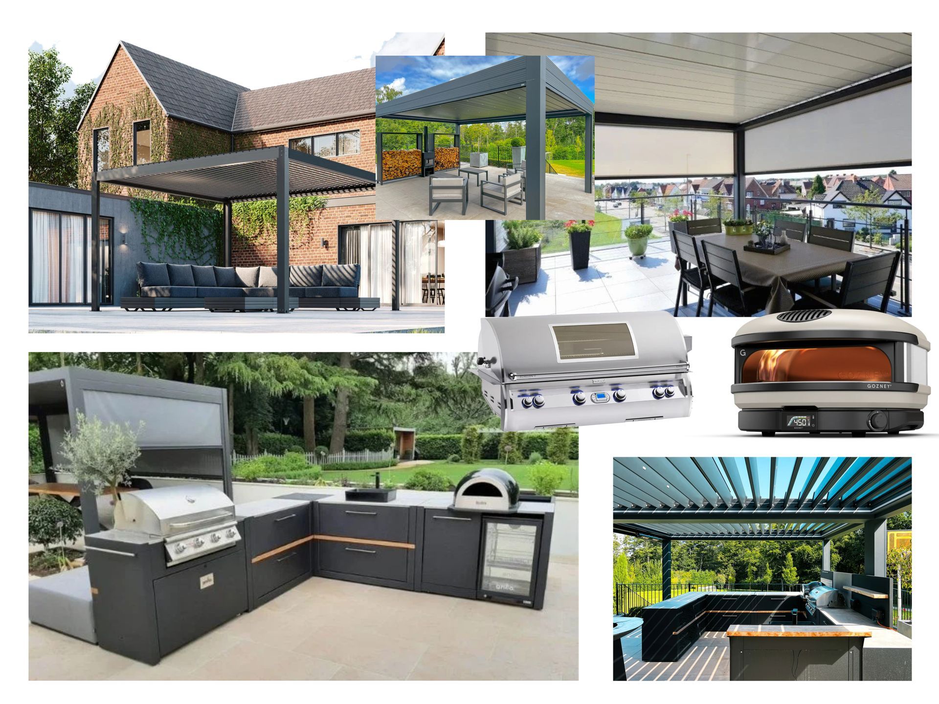 We offered various images in the style our client liked to help them see what could be possible in their space. Mood boards helped with the decision-making process and locked in various design elements, such as the type of pergola they wanted, the shape of the outdoor bar, and the colour and type of tile they wanted for the patio finish.