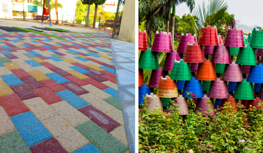 Feel free to add vibrant colours that appeal to children's sense of wonder. Whether it's a rainbow of painted flower pots, colourful garden furniture, or bright flowers like marigolds and dahlias, a splash of colour makes the garden more inviting.