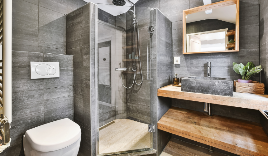 Luxury redefined: A modern, stylish bathroom featuring high-quality materials and exquisite finishes.