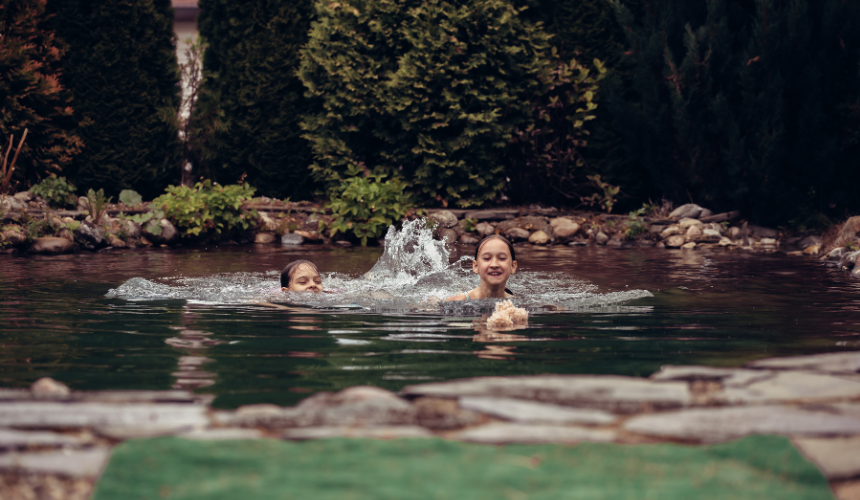 Natural swimming pools are a fantastic option for families looking for an affordable transformation. These eco-friendly pools provide endless fun without the hefty price tag of traditional swimming pools, offering a safe, chemical-free environment for children to enjoy.