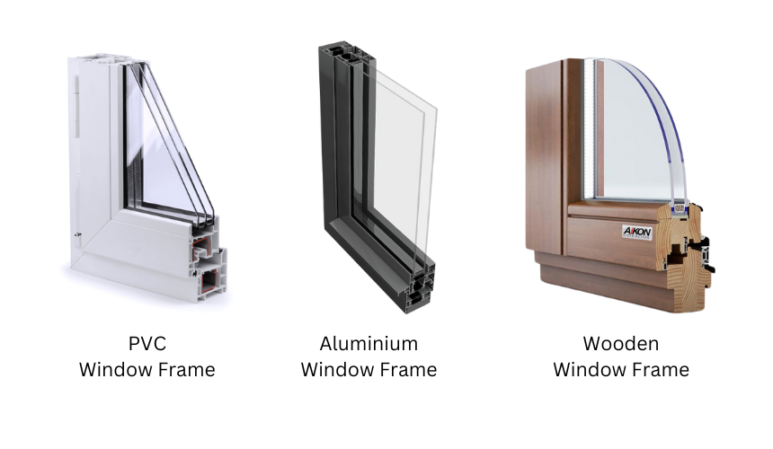 Comparison of PVC, aluminium, and wooden window frames for energy efficiency.