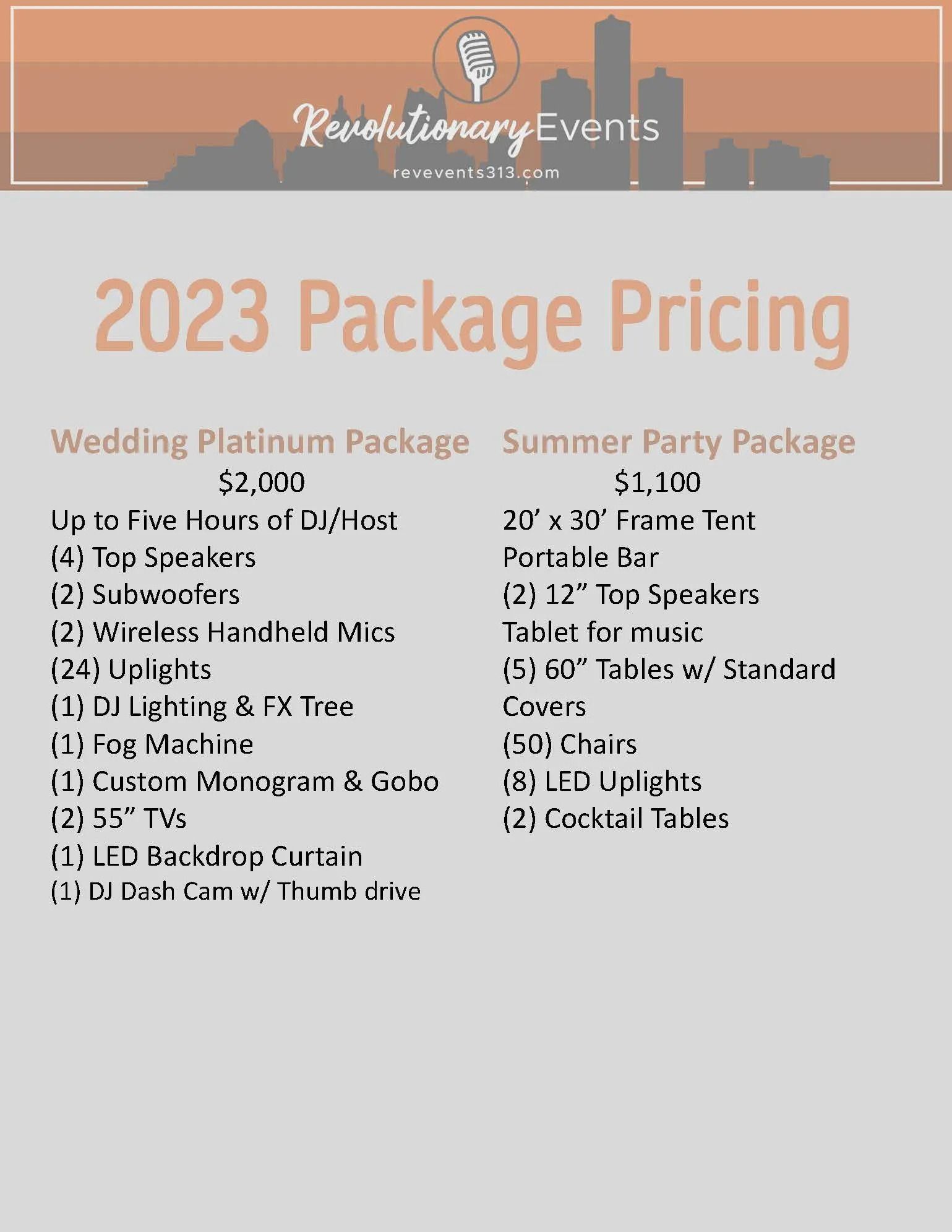2023 Package Pricing