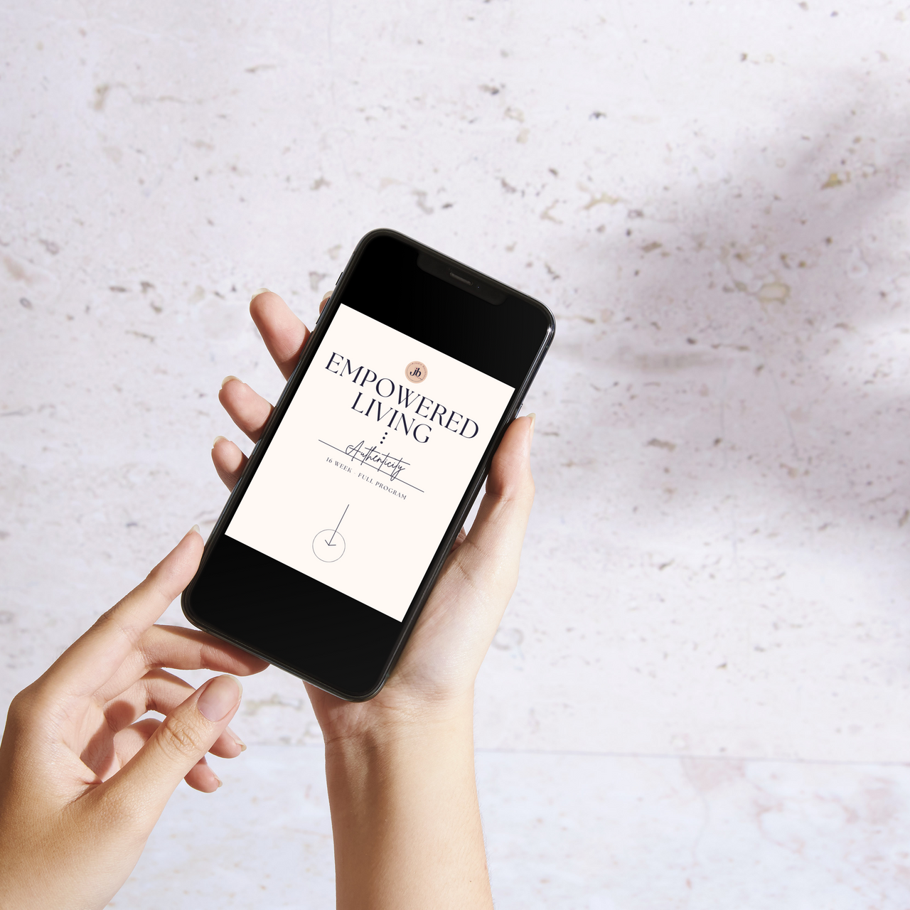 a person is holding a cell phone that says empowered living