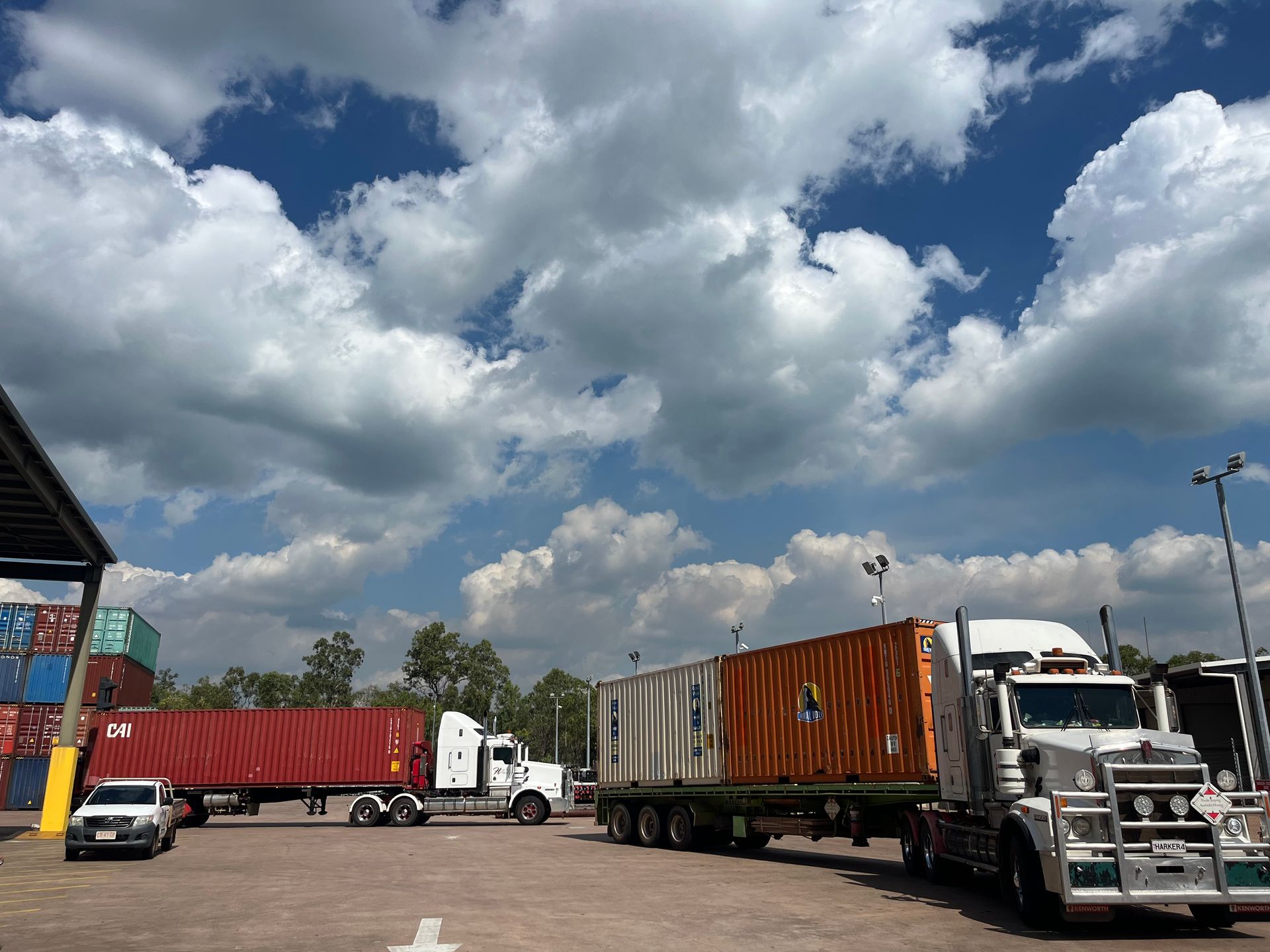Two Trucks Are Parked Next to Each Other in a Parking Lot — Harker Haulage In East Arm, NT