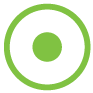 A green circle with a white circle in the middle.