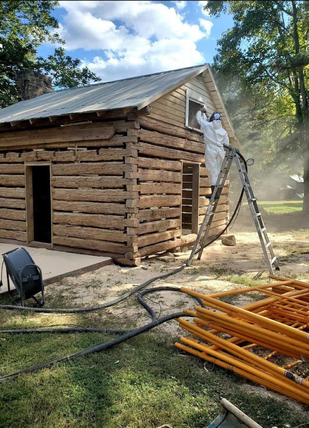 Cabin sandblasting | Kernersville, NC | Keg’s Mobile Media Blasting
