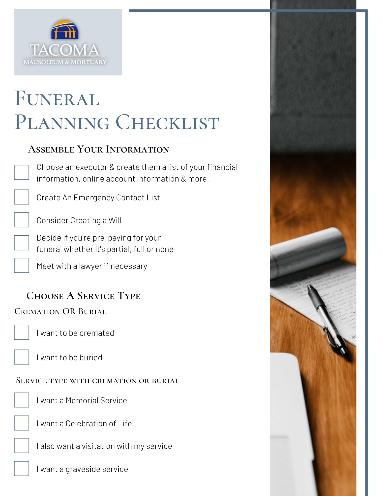 How to Pre-Plan Your Funeral Checklist