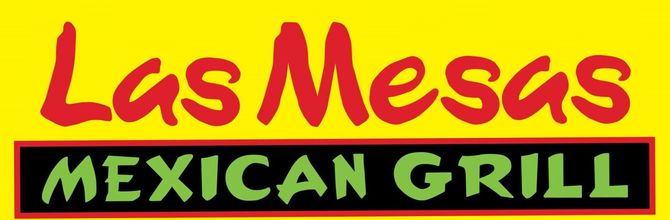 A yellow sign for las mesas mexican grill