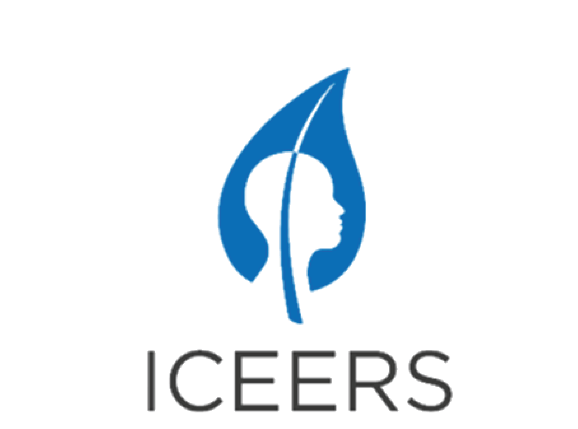Iceers logo with a blue leaf and a woman 's face