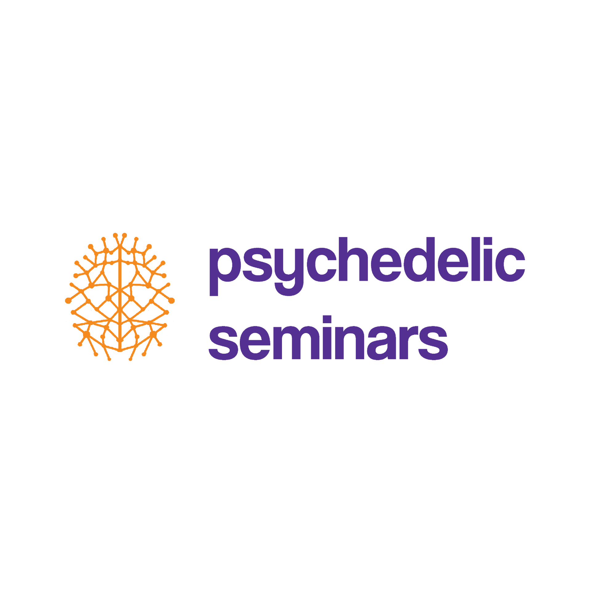 A logo for psychedelic seminars with a circle in the middle.