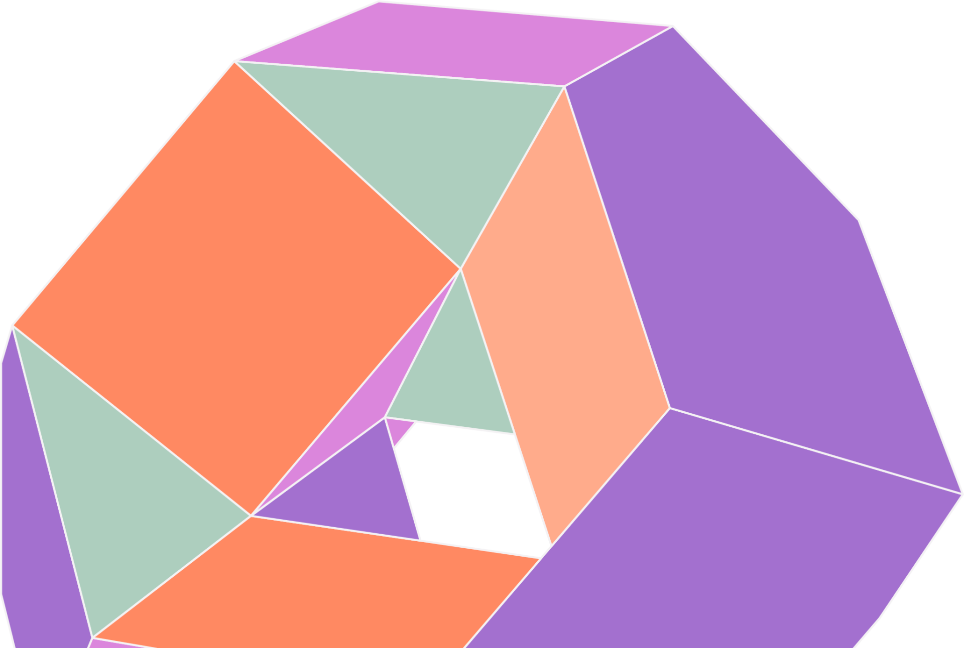 A purple and orange geometric shape with a hole in the middle
