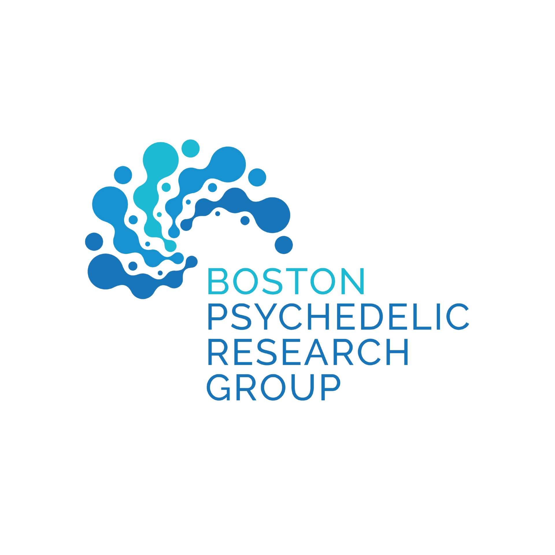 The logo for the boston psychedelic research group shows a brain made of bubbles.