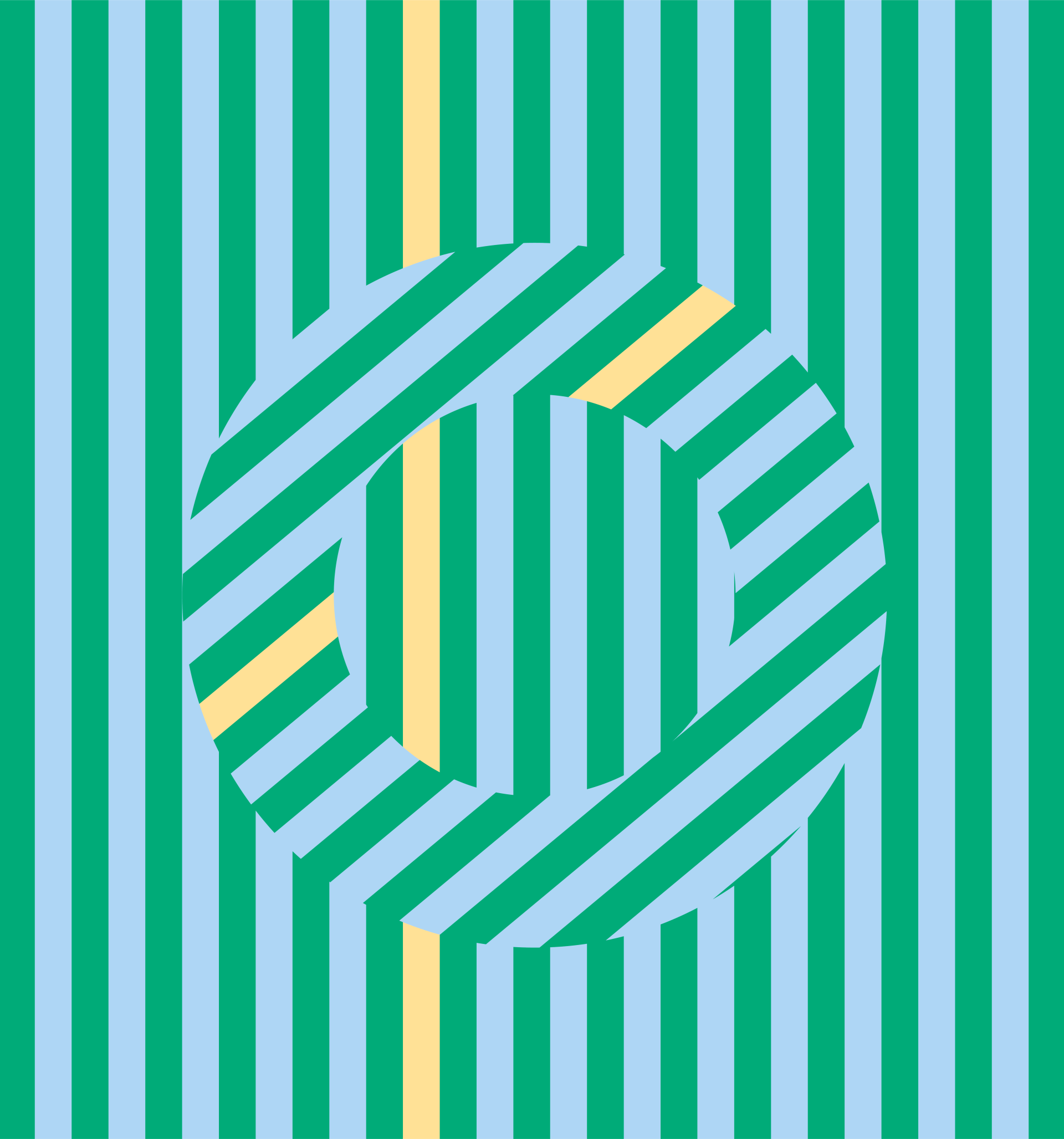 An optical illusion of a circle surrounded by green and blue stripes.