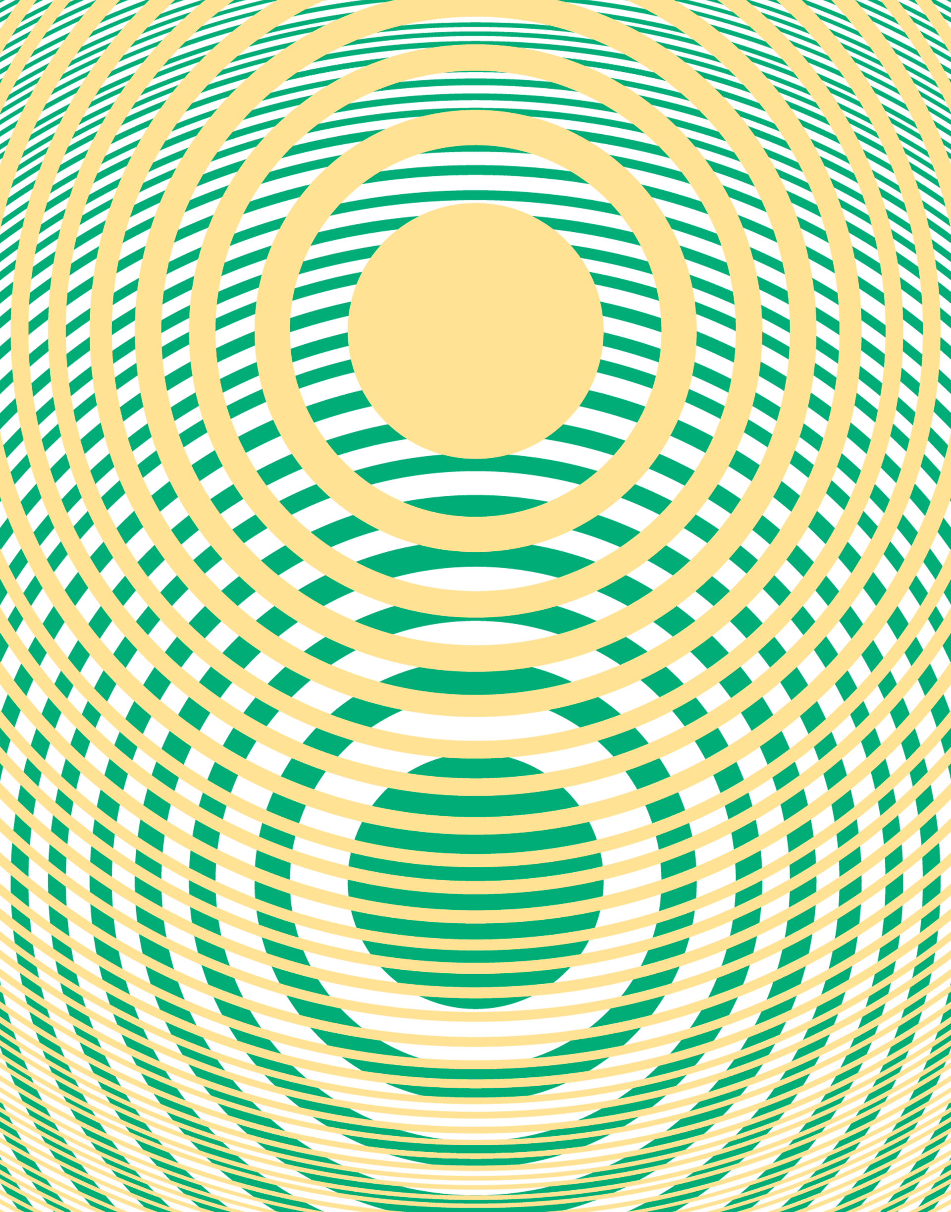 A green and yellow optical illusion with a circle in the middle.