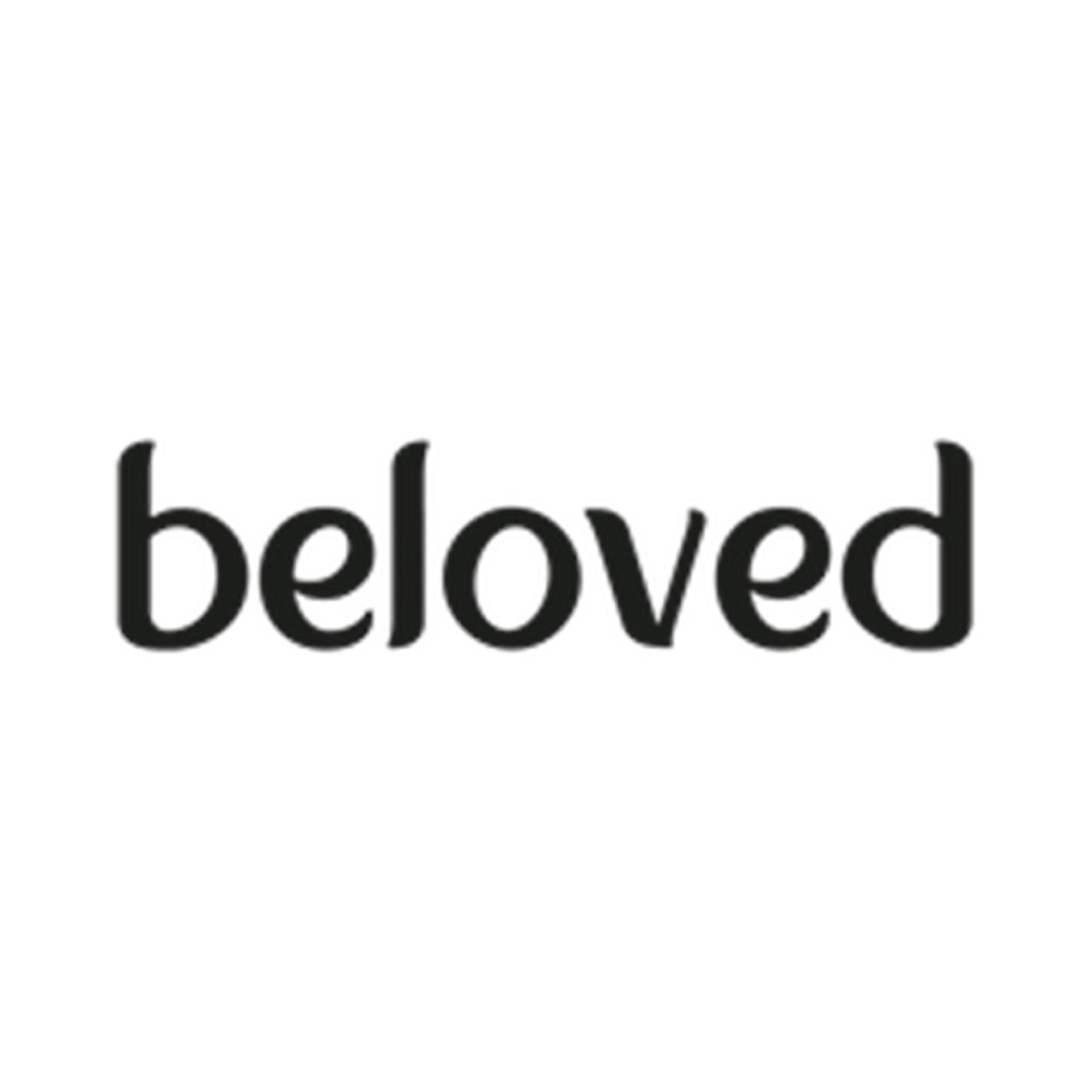 A black and white logo for beloved on a white background.