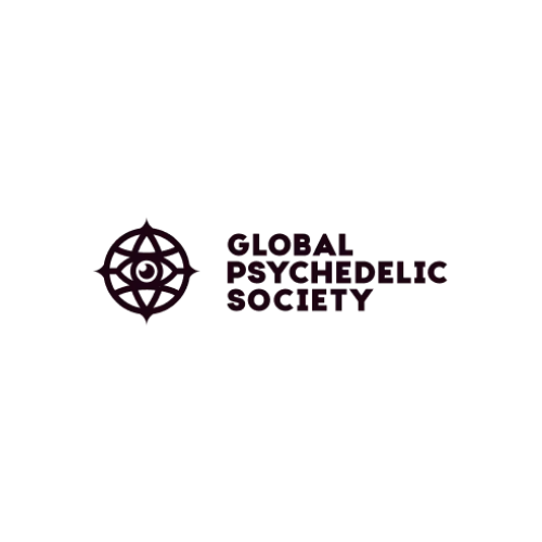 A logo for the global psychedelic society with an eye in a circle.