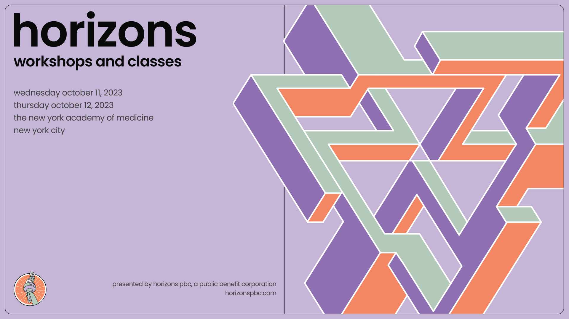 A poster for horizons workshops and classes