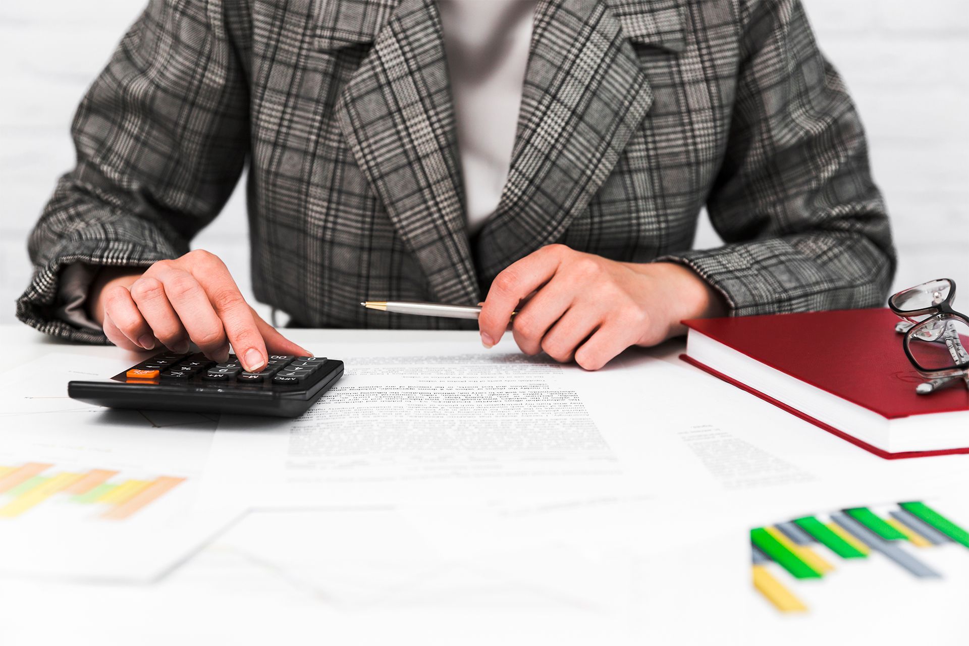 Accountant Using a Calculator