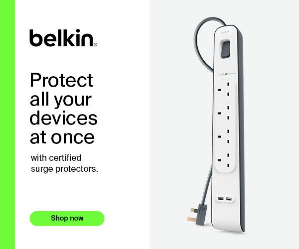 An advertisement for a surge protector that says `` protect all your devices at once with certified surge protectors . ''