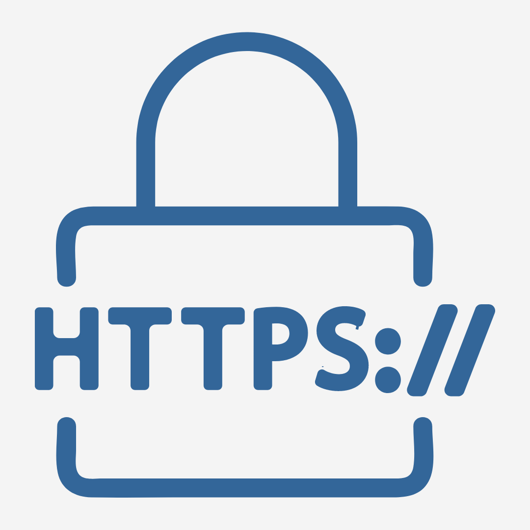 a blue padlock with the words https written below it