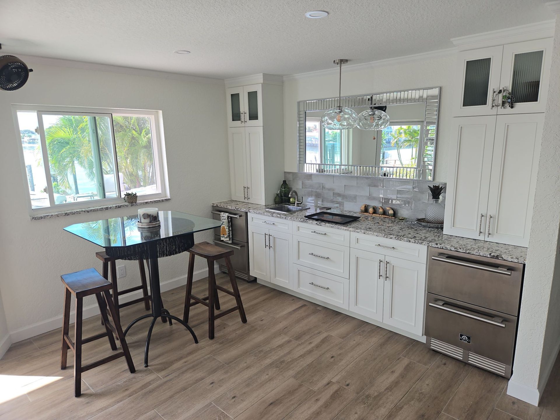 A house with a red mailbox in front of it.