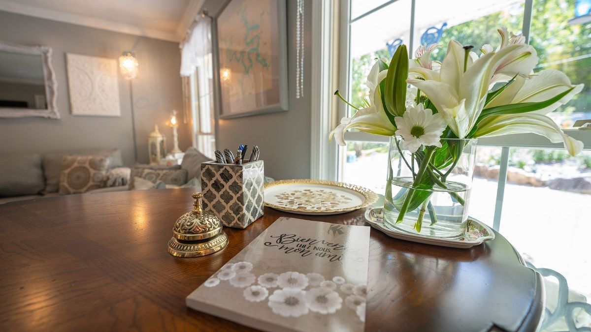 a table with a book on it