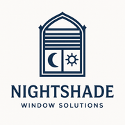 Logo for Nightshade Window Solutions: a window with a sun and moon, text below "NIGHTSHADE WINDOW SOLUTIONS."