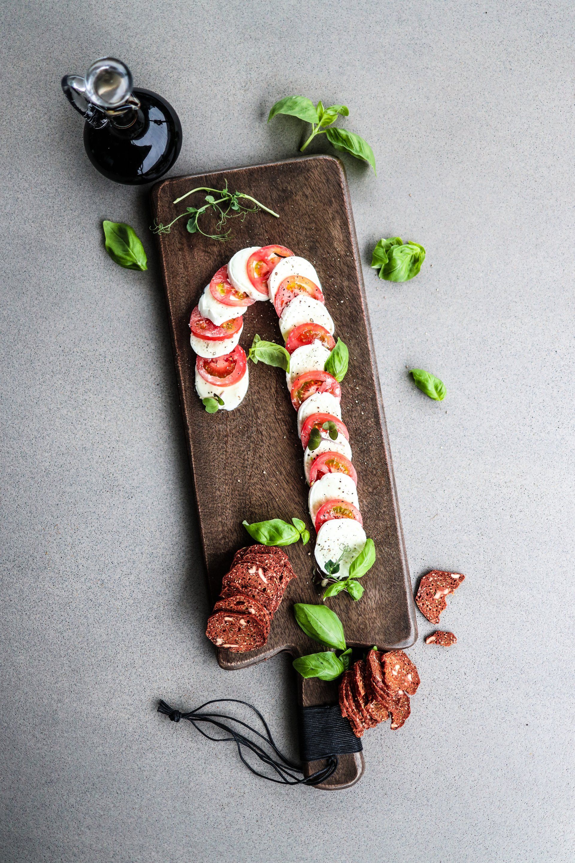 Candy Cane Caprese Board, Recipe, Tomato Basil Mozzarella