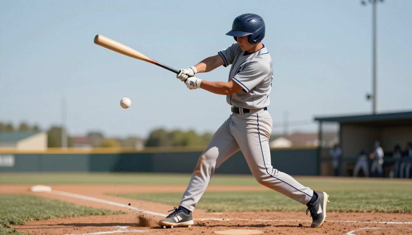 High school baseball player batting