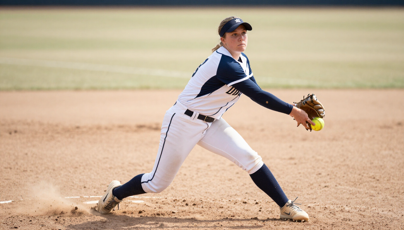 Softball pitcher in motion