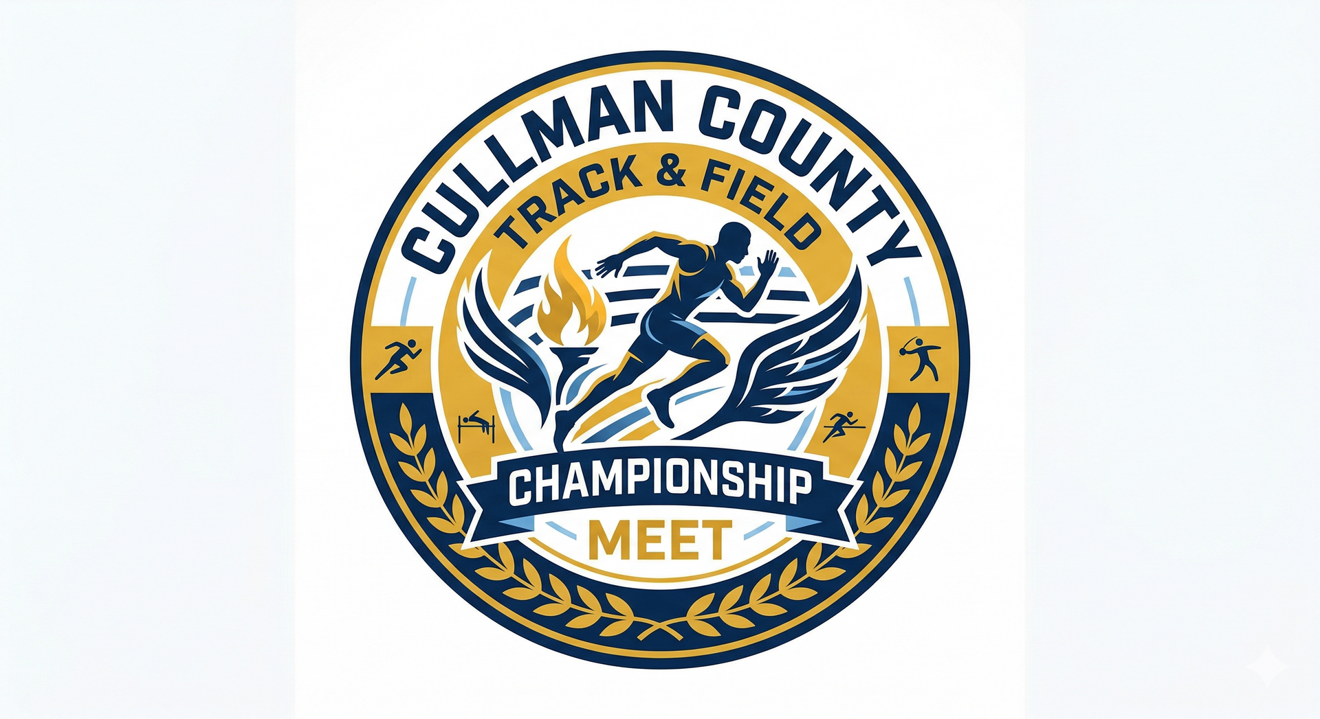 Official circular logo for the Cullman County Track & Field Championship Meet featuring a running figure and torch.