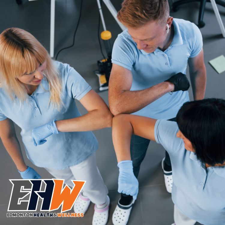 Edmonton Health And Wellness - elbow touching power of our physiotherapists