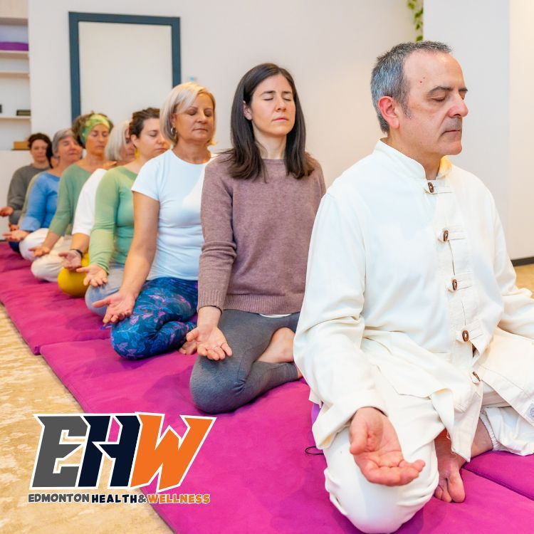 Meditation Session With Group of Ladies Lined Up In Edmonton Health And Wellness studios