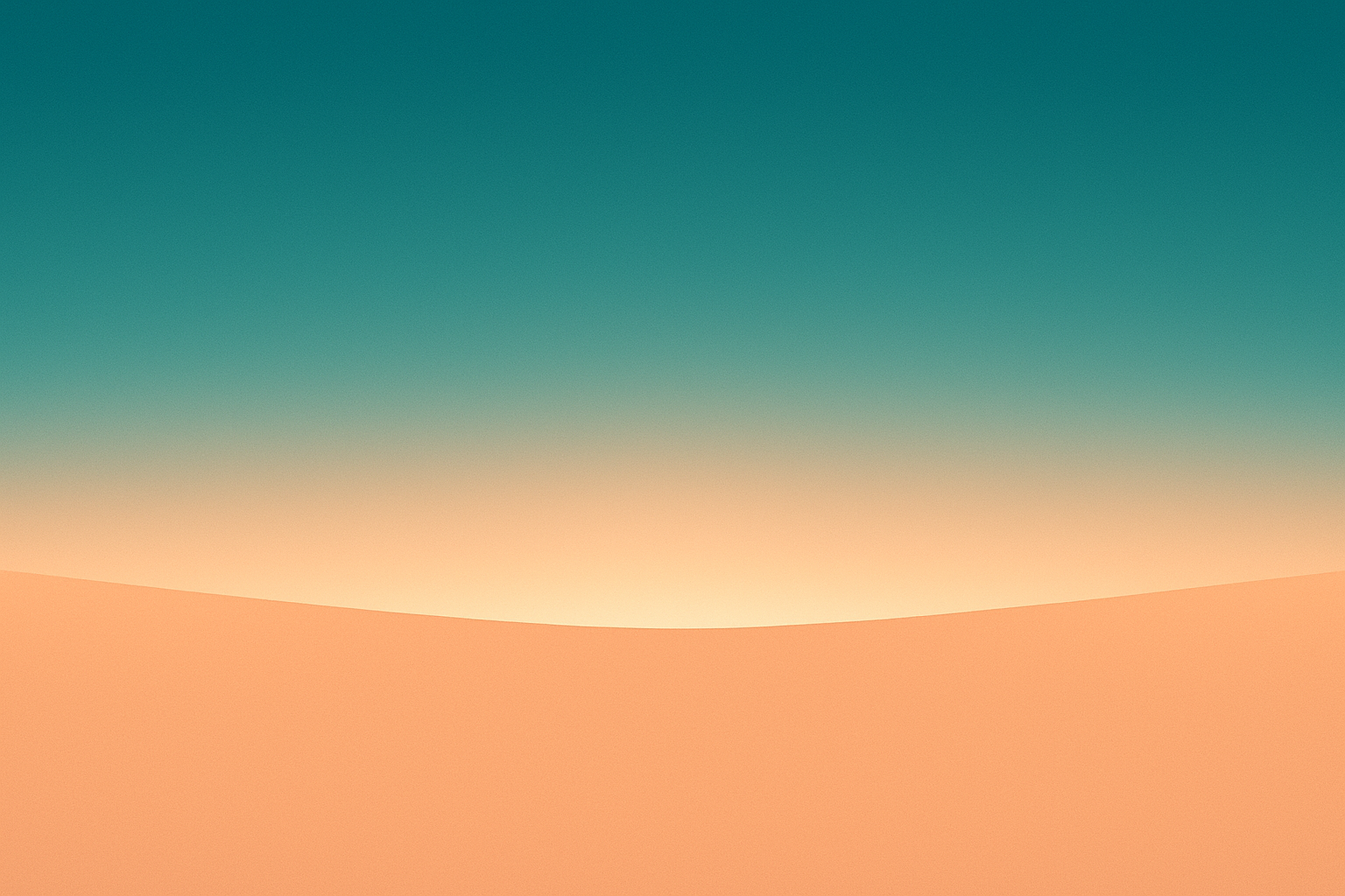 Teal sky gradient over a light orange desert landscape.