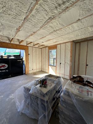 A room with a lot of foam on the ceiling and walls.