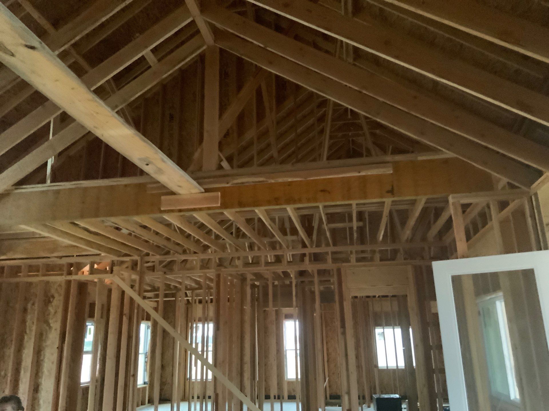 A house is being built and the ceiling is very high