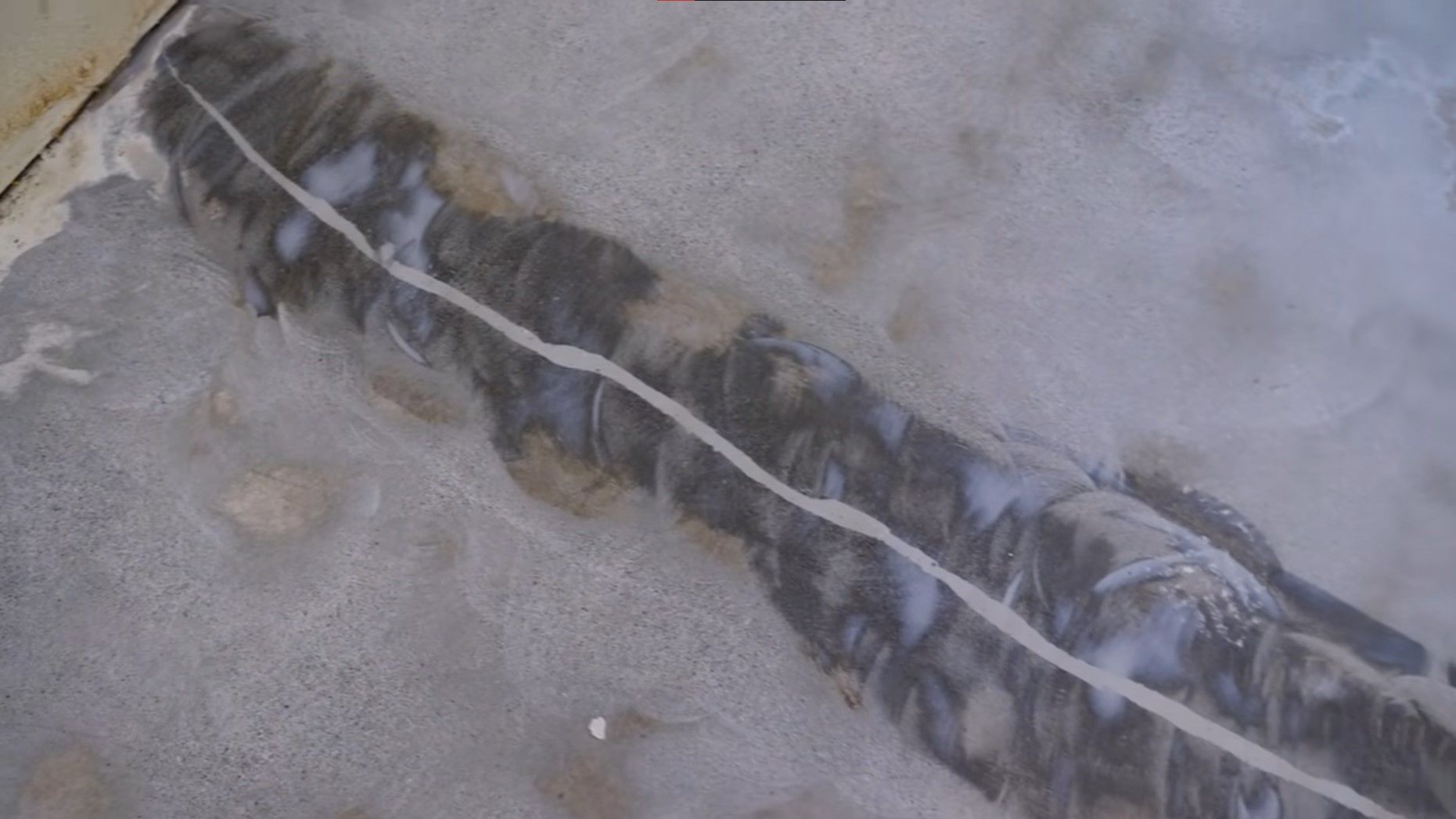 sanded concrete with filled cracks