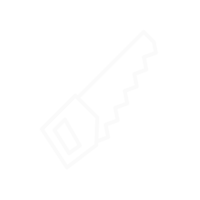 Hand saw, outlined in white.