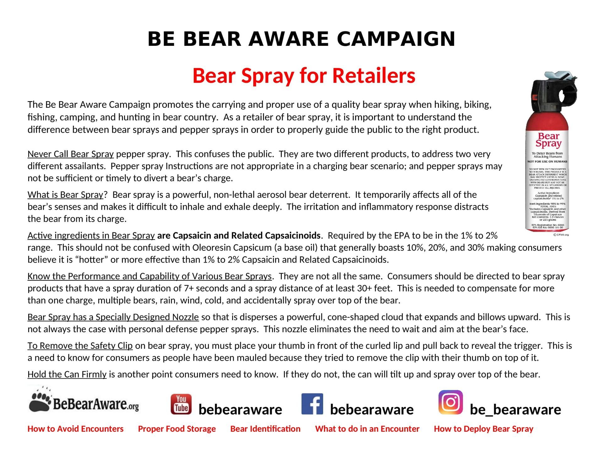 Bear Spray for Retailers Fact Sheet