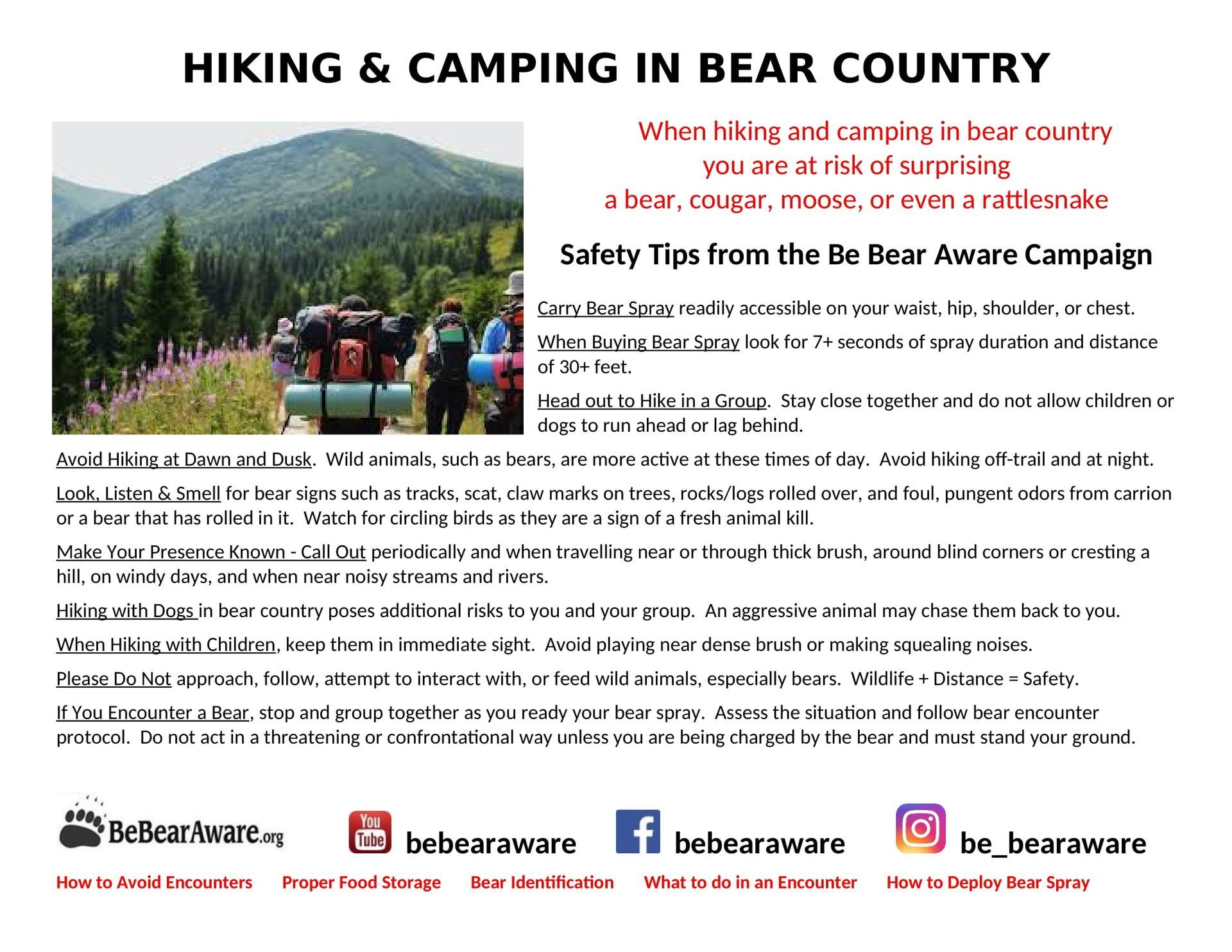 Hiking and Camping Fact Sheet